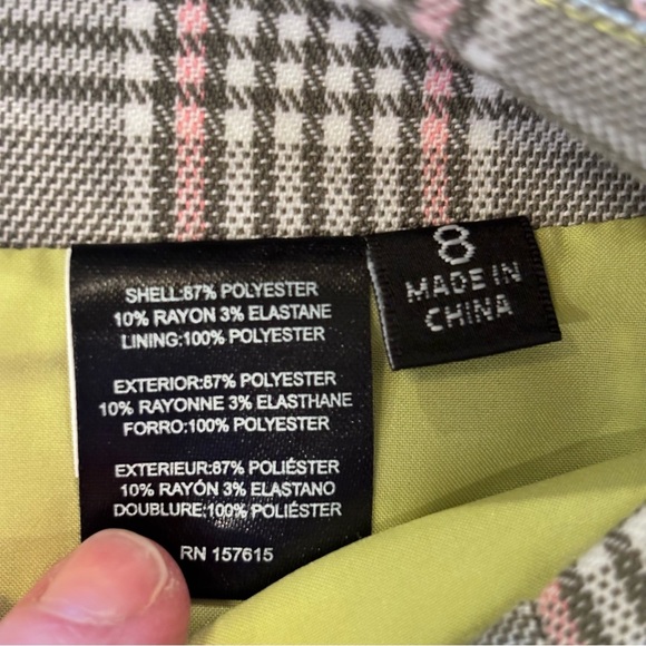 NWT Tahari ASL Women's Pleat-Front Plaid Skirt, size 8, Avocado/Lime,Preppy Fall - Picture 8 of 11